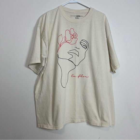 Fashion Nova Other - Fashion Nova Men La Flor Short Sleeve Line Art Face & Flower T-Shirt - XXL